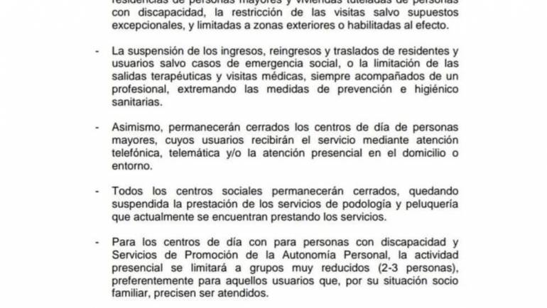 Restricciones y medidas a llevar a cabo frente a la Covid-19, dictadas por el consejo de gobierno de la Región de Murcia